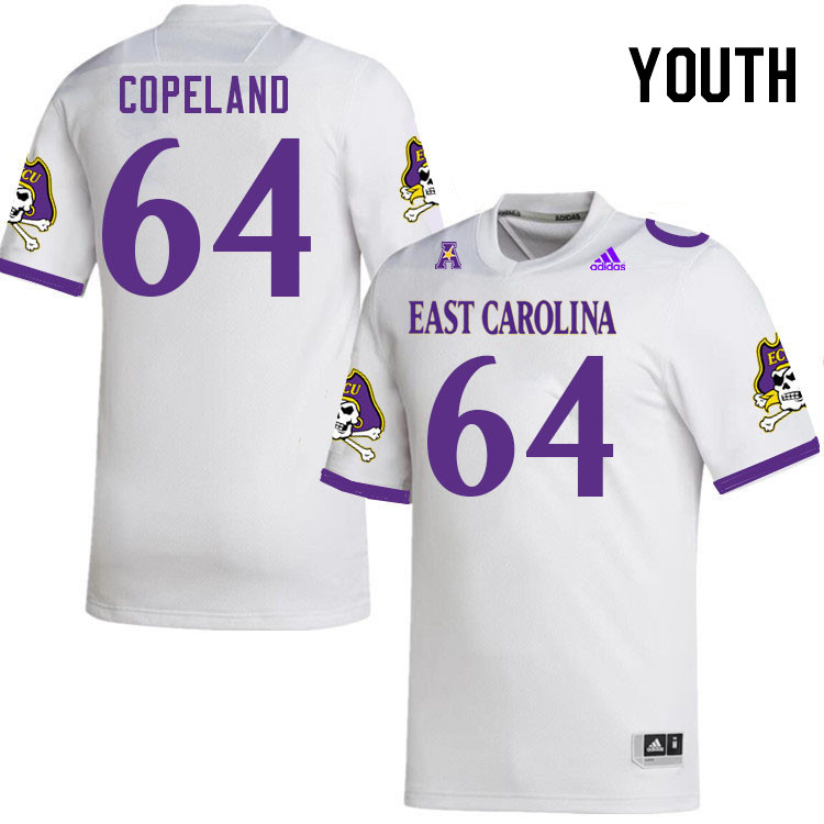 Youth #64 Grant Copeland ECU Pirates 2023 College Football Jerseys Stitched-White